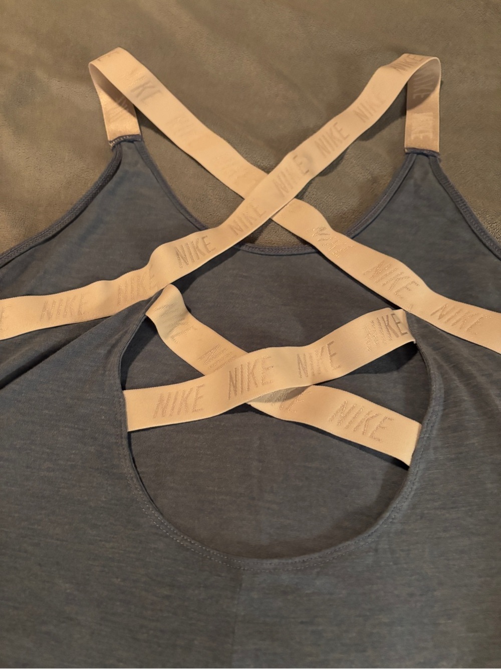 Nike Blue Women's Racerback Tank with White Straps - Picture 5 of 6